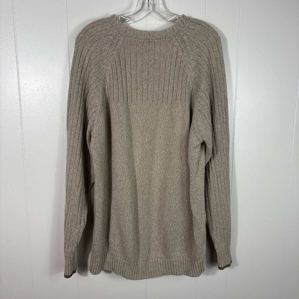 Columbia Vintage Y2K Cotton Brown Beige Ribbed Knit Sweater XL Outdoors Hiking - Picture 6 of 6